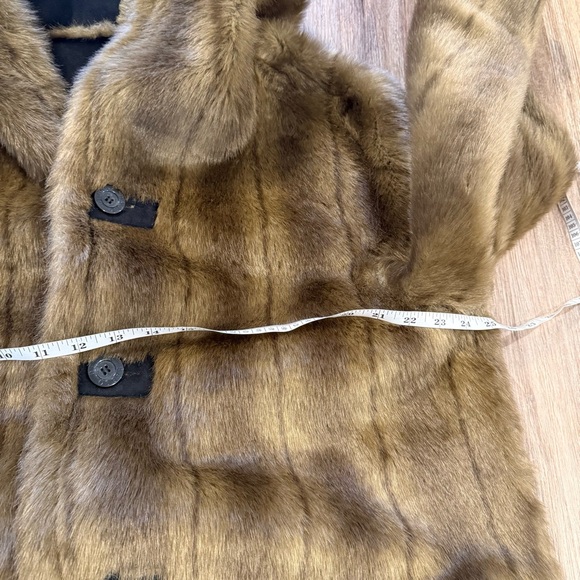 Dennis Basso Reversible Coat Black Brown Faux Suede Faux Fur Hooded Sz Large - Picture 8 of 9